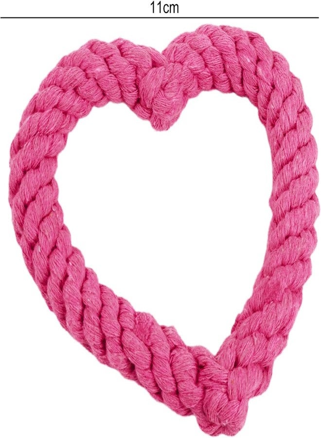 Sluswallow Pink Cute Dog/Cat Chew Toys, Dog Toys for Chewers, Heavy Duty Dental Dog Rope Toy for Dogs, Creative Love Heart Shaped Interactive Rope Dog Toys, Cotton Puppy Teething Chew Tug Toy Dark Pet Supplies - Image 2